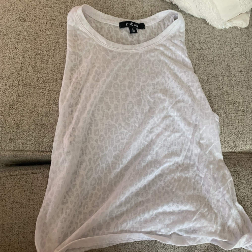 White Cheetah Print Top